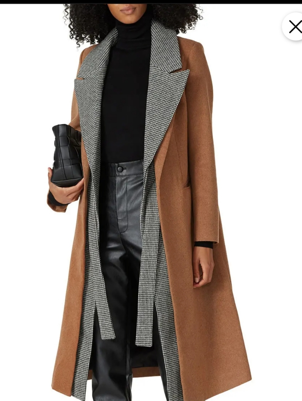 Badgley Mischka Camel Houndstooth Coat